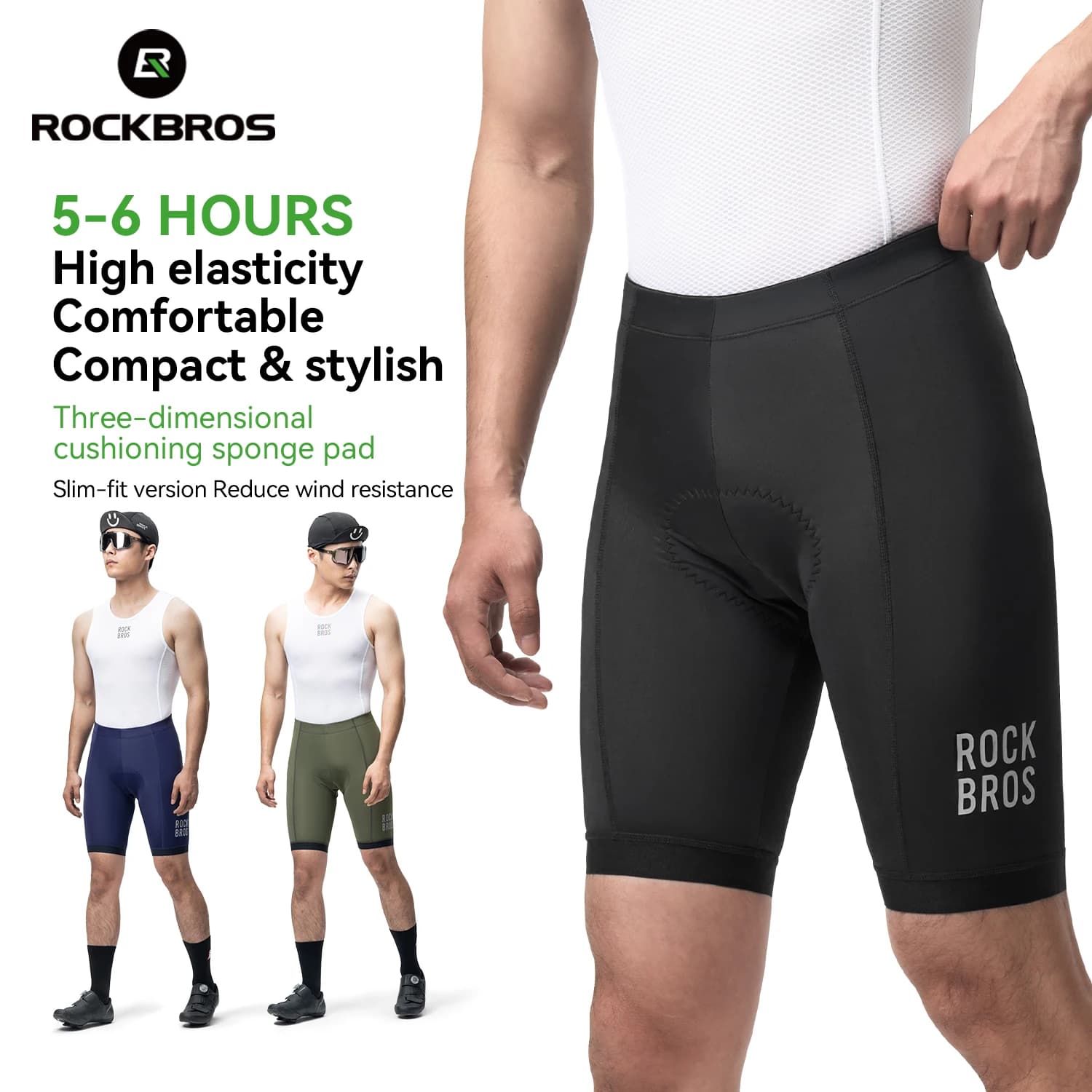 Summer cycling shorts ROCKBROS lightweight elastic Angoli breathable dry with soft sponge pad shock absorption men's cycling shorts