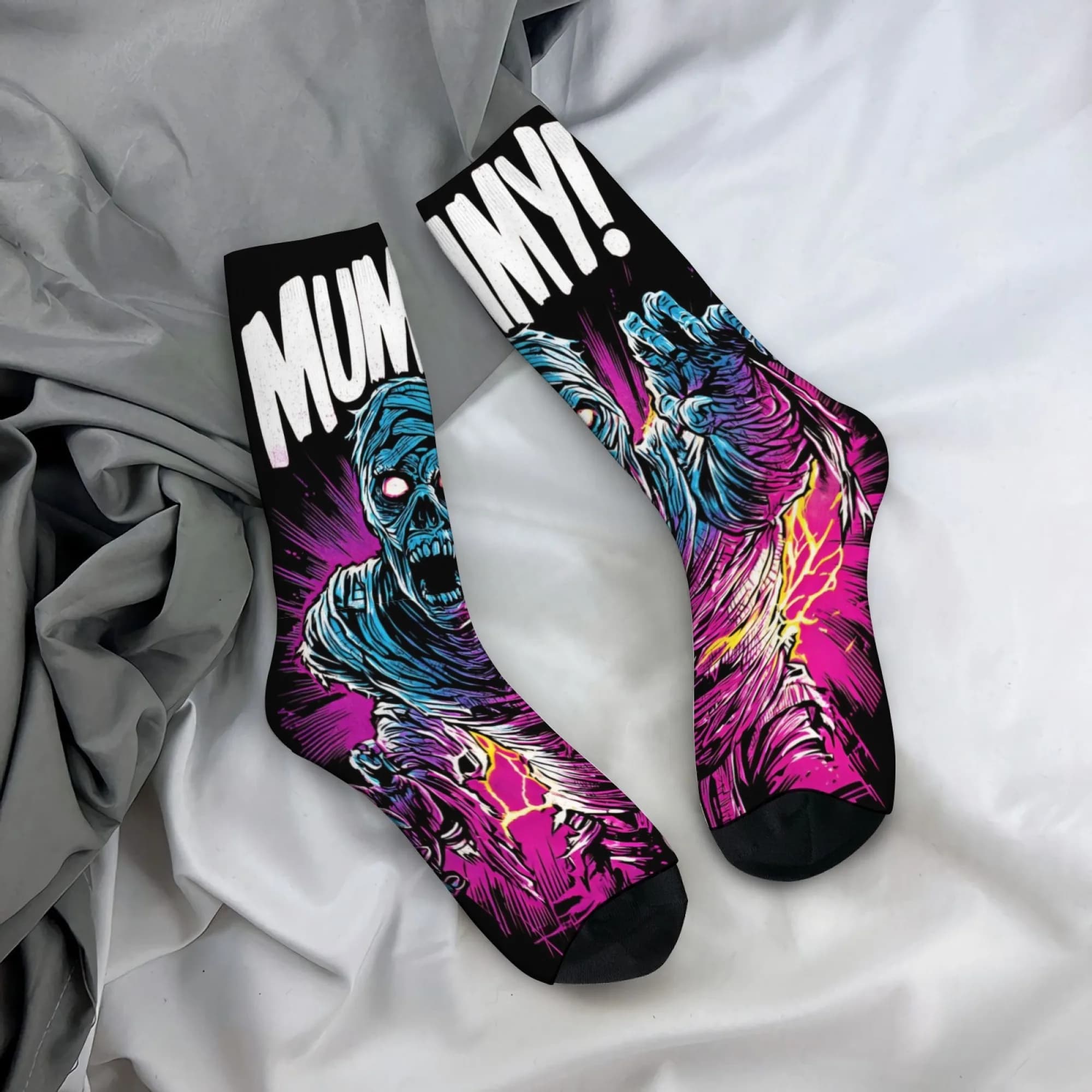 Green Zombie Print Novel Mid-Calf Socks Youthful Style Breathable Suitable for Daily Wear Special Events Ideal for Parties