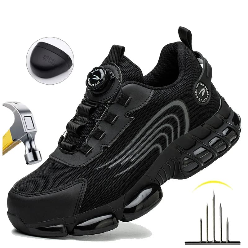 Steel Toe Work Boots for Men Breathable Safety Sneakers Construction Grade Anti-Puncture with Slip Resistant Rubber Sole Shoes