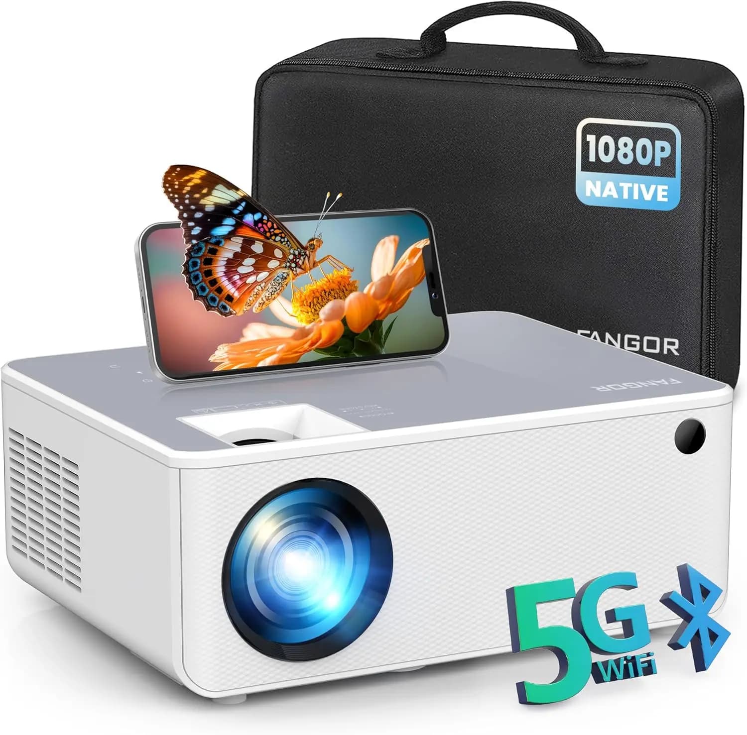 Proiettore HD 1080P con WiFi Bluetooth, Home Theater portatile con schermo da 230" per laptop USB HDMI iOS Android