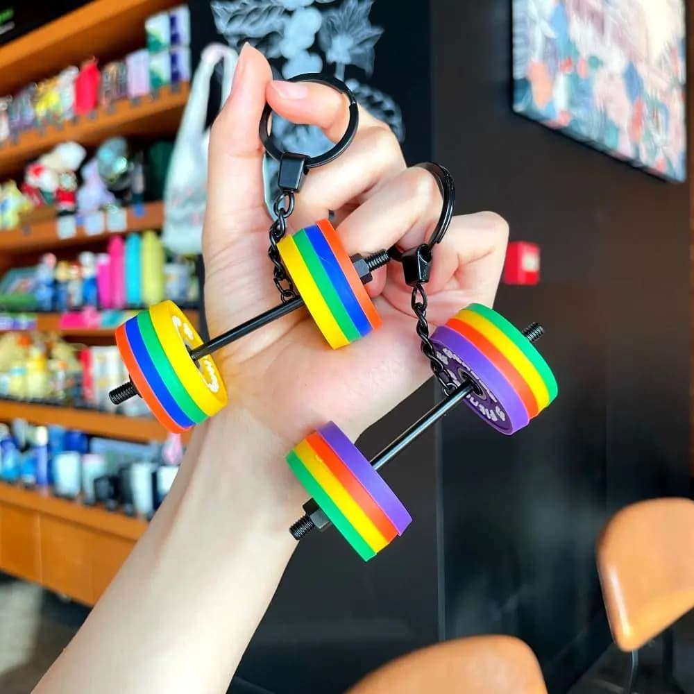 Detachable Barbell Plates Keychain Kettlebell Dopamine Simulation Dumbbells Keyring Creative INS Fitness Series Pendant