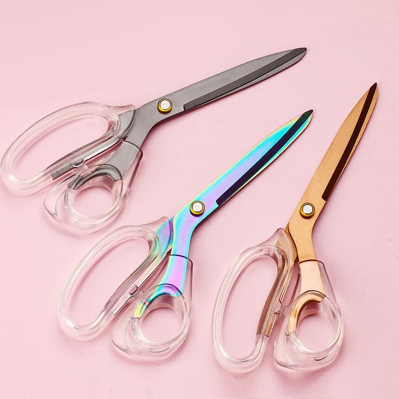 Asymmetrical acrylic scissors Transparent handle Stainless steel sharp Kitchen, Office Chancellery, Paper Cutting ZS-14