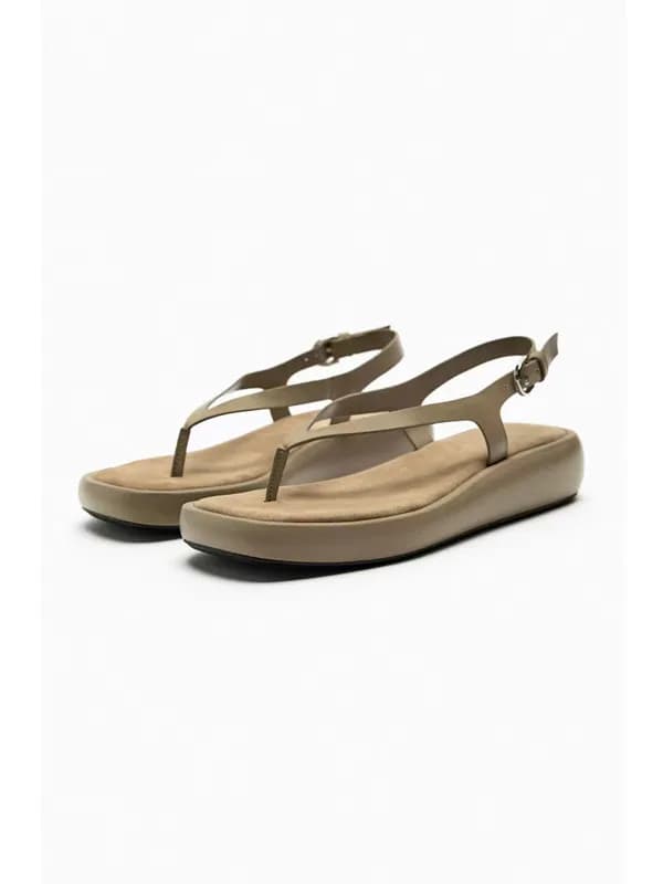 Nuovi Sandali Estivi da Donna in Pelle Nude Impermeabili con Plateau, Fondo Spesso, Ciabatte Slip-On con Punta Quadrata e Infradito