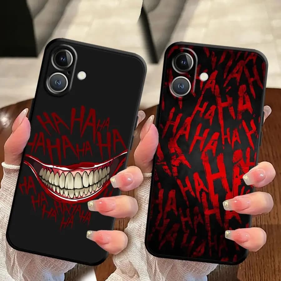 Black Soft Case for iPhone XS Max XR 17Air 7 8 15 16 14 Plus 13 12 11 17 Pro Max Joker Fun Haha