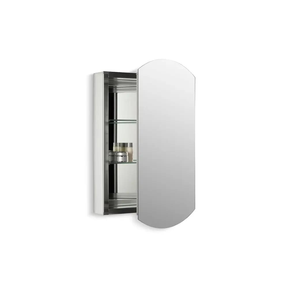 Armadietto da bagno a specchio Archer 3073NA in alluminio, 20 L x 31 A, con porta singola, da incasso o a superficie, per bagno