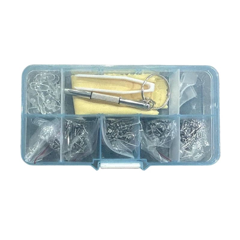 Repair Kit for Eyeglasses and Sun with Faces, Dice, Supports for Naso and Hooks for Eyelets