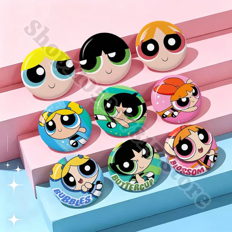 Kawaii The Powerpuffs Girls Cartoon Cute Brooches Backpack Bag Ornament Badge Accessories Anime Creative Pin Birthday Gift 2026
