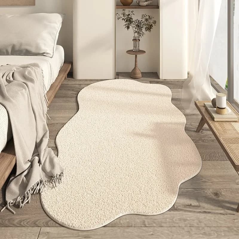 Irregular Style Cream Carpet, Minimalistic Carpets for Bedroom, Anti-slip Carpets for Living Room, Soft and Comfortable Decorative Carpets for Home