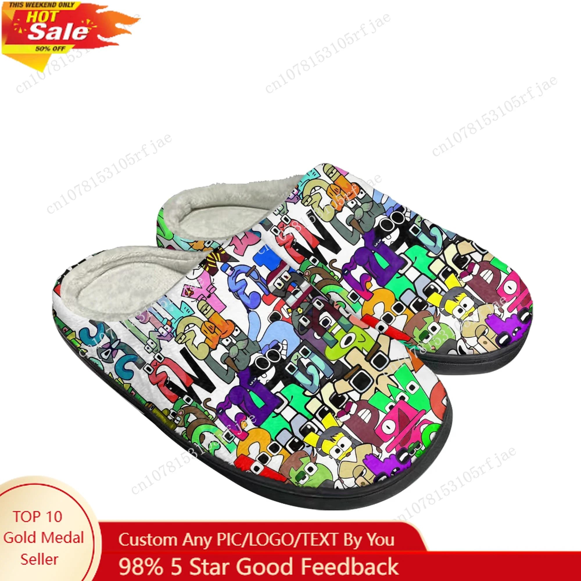 Alfabeto Lore Home Pantofole in cotone Gioco di cartoni animati Uomo Donna Adolescente Peluche Camera da letto Casual Mantieni calde Scarpe Pantofola su misura