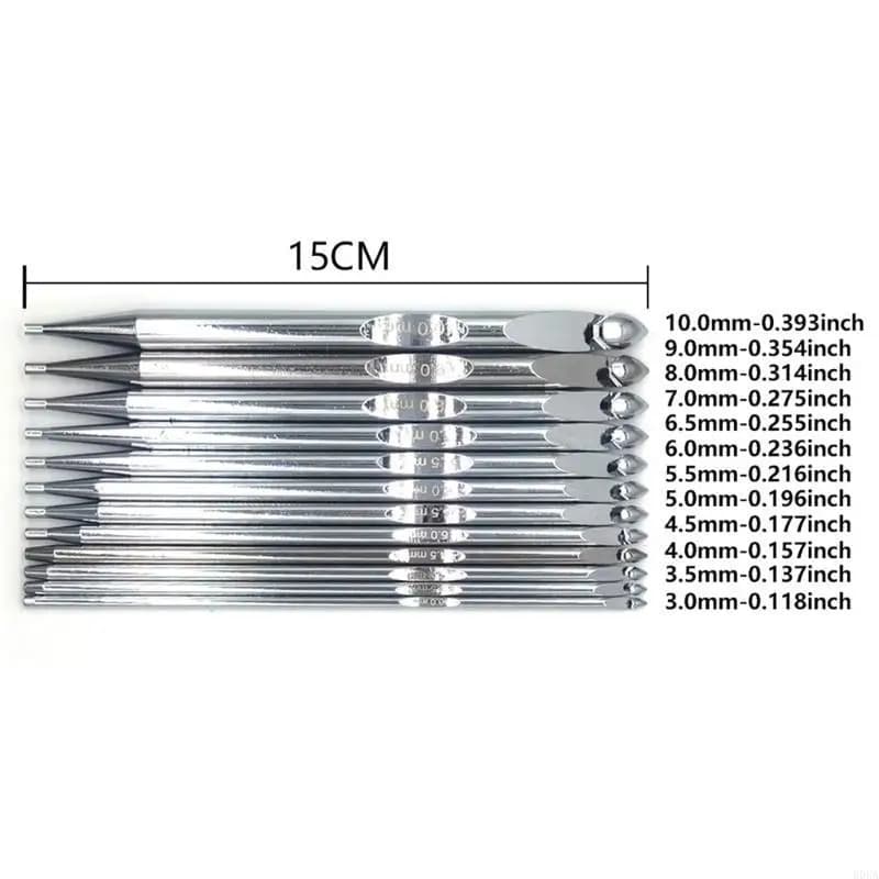 12Pcs Tunisian Crochet Hook Tunisian Afghan Knitting Hook Needle 3.0mm-10mm Stainless Steel Crochet Hook with Case