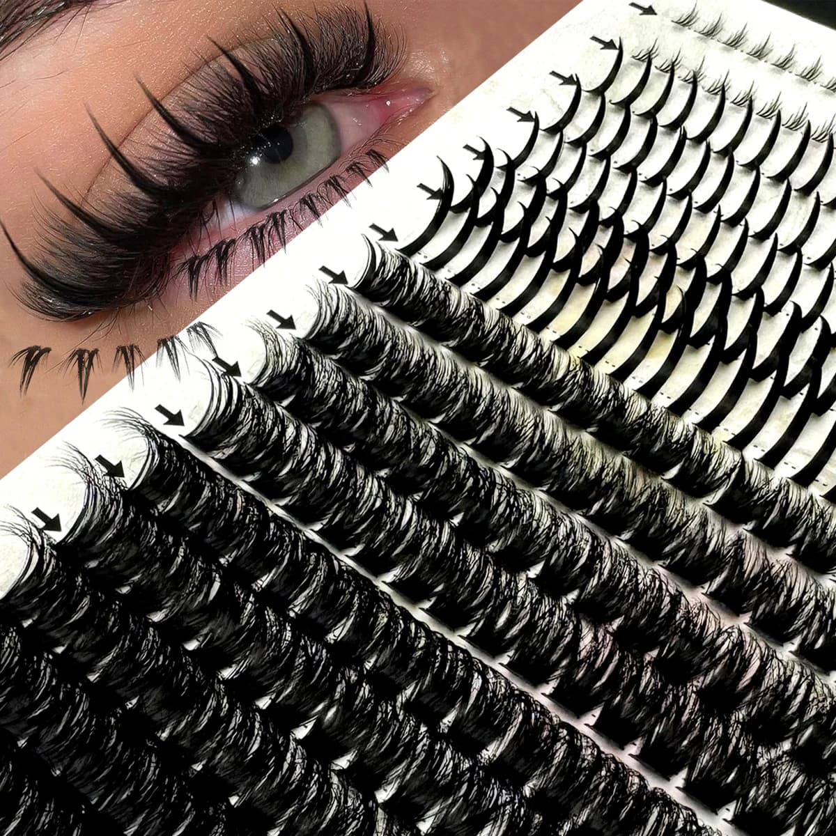 New bunches for chiodate eyelashes Volume eyelashes 3 styles Extensions eyelashes Cluster for thin fairy eyelashes - Lower + tips + Volume eyelashes