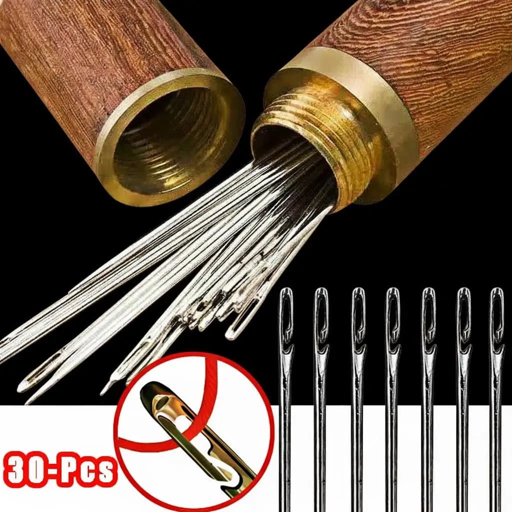 30pcs Blind Sewing Needle Elderly Friendly Stainless Steel Quick Automatic Self Threading Needle Stitching Pins DIY Punch Needle Threader For Hand Sewing Craft punch needle kit punch needle crochet needle crochet set crochet hooks crochet hook set