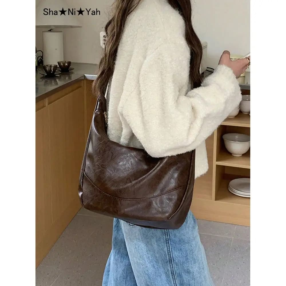 Retro Maillard Crossbody Bag, New Korean Fashion Large Capacity Handbag, Back To School Essential, Reusable, Ideal Gift For Edu