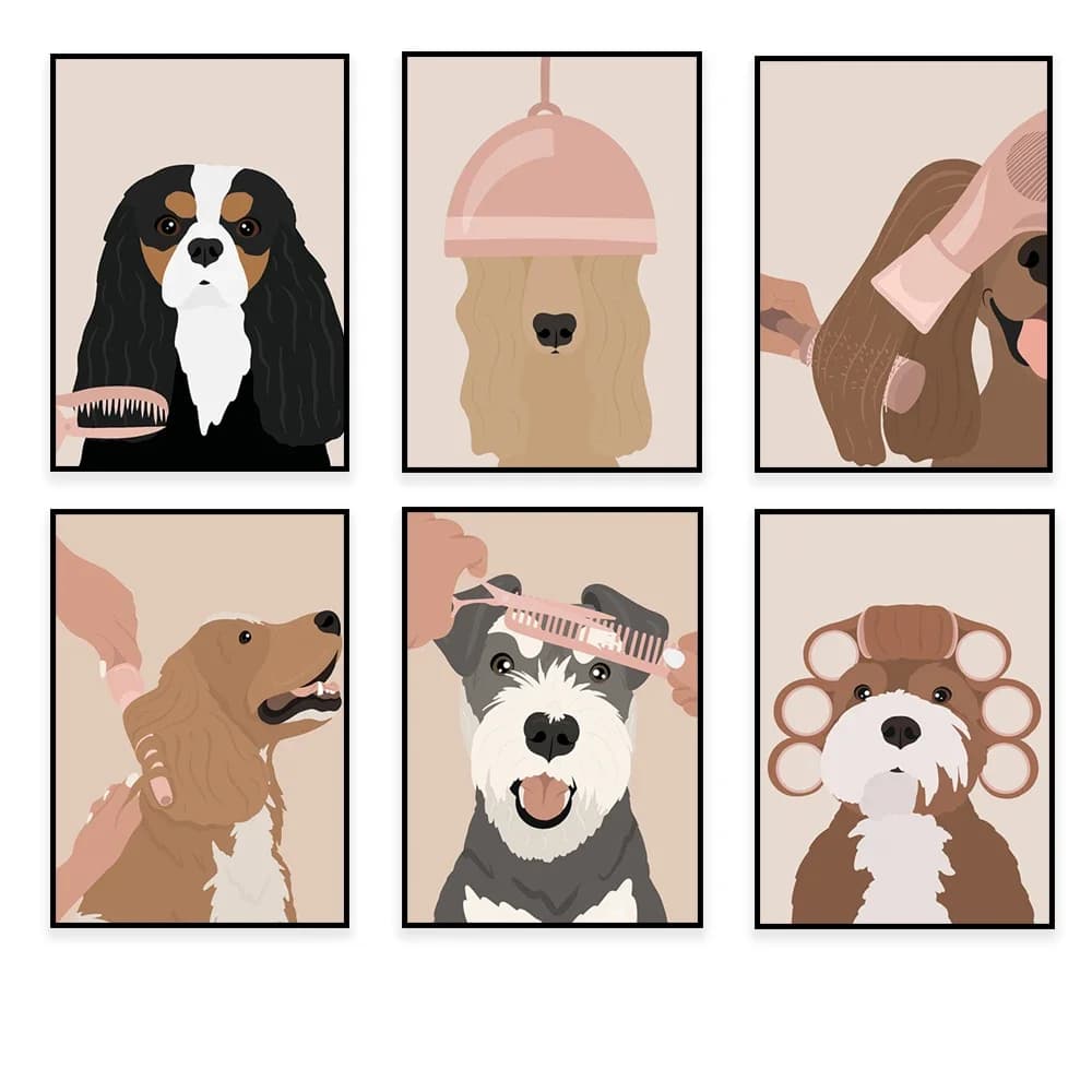 Barbiere: stampa per toelettatura di cani, illustrazione per toelettatura di cani, logo per toelettatura, arte per toelettatura di cani, poster decorativo per salone di toelettatura