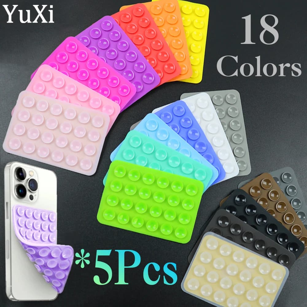 Supporto per custodia per telefono con ventosa da 5 pezzi Supporto per telefono appiccicoso in silicone Ventosa in gomma antiscivolo per supporto per telefono Cuscinetto di fissaggio con supporto per telefono