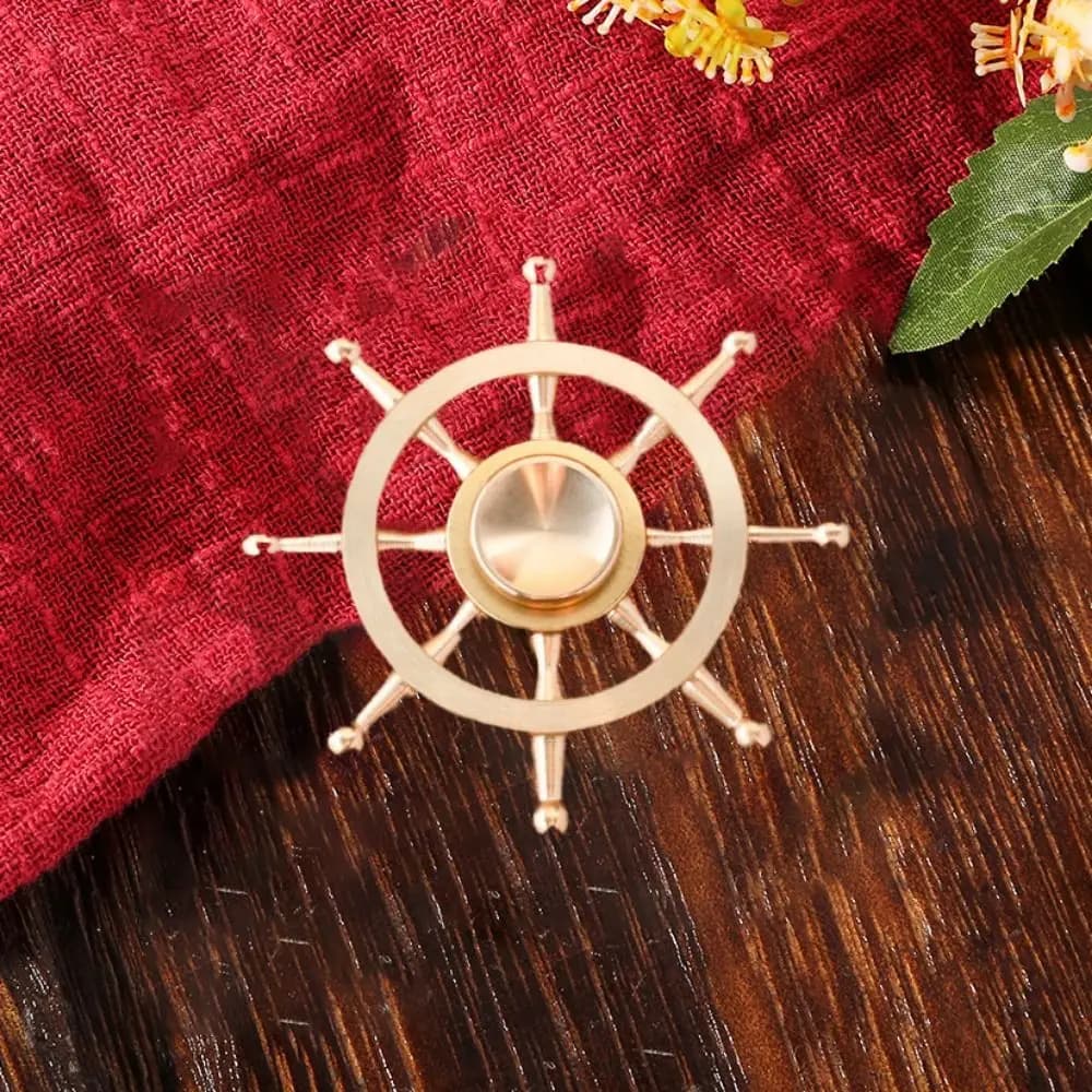 Spinning Top Solid Brass Rudder Gyro Handmade Detachable Rudder Gyro Ornaments Brass Craft Hand Finger Spinner Ornaments Focus