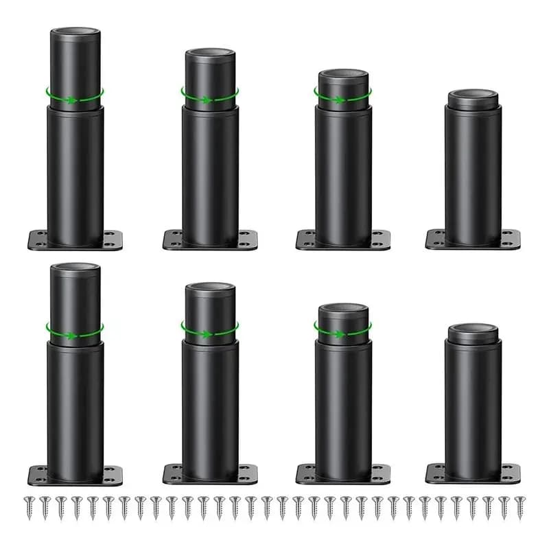 AT05-8 Pezzi Gambe Regolabili per Mobili, Piedini per Armadietti Regolabili in Altezza 120 mm - 180 mm Neri