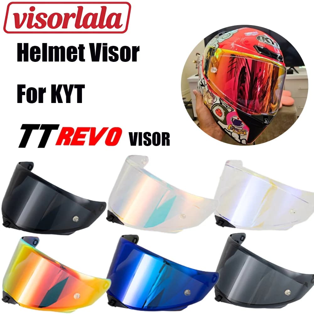 Visiera per Casco Moto Compatibile con KYT TT Revo, Lente di Ricambio, Schermo Antivento, Occhiali Protettivi per KYT
