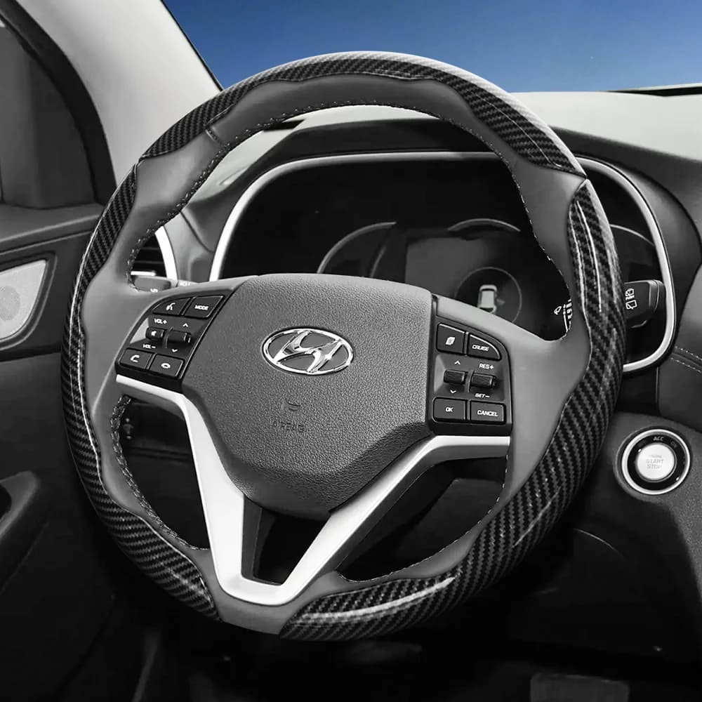 Carbon fiber cover with segmented quick release design, durable, suitable for Hyundai Tucson, Elantra, Avante, i30 Sedan, Alcazar, Grand Crete, i10, Kona, Kauai, Santa Fe, Xcent, Aura, Venue, i20