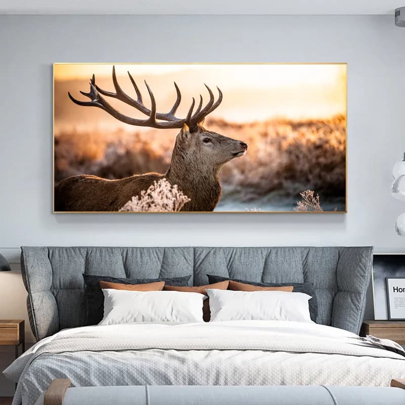 1pc tramonto cervo animale poster e stampe su tela pittura immagine di arte della parete per soggiorno camera da letto moderna decorazioni per la casa senza cornice
