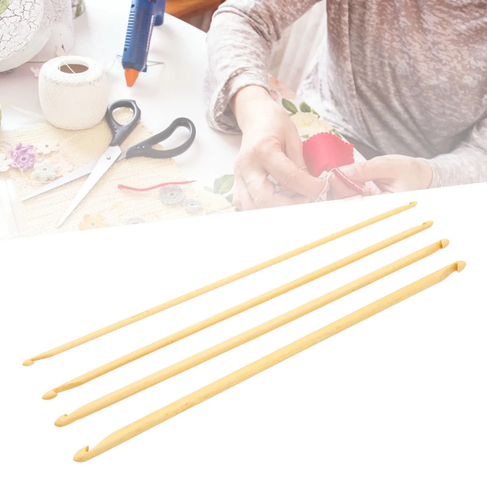 4Pcs Tunisian Crochet Hooks 9.4in Long Crochet Hook Set Anti Slip Assorted Size Multi Purpose Double Ended for Sewing