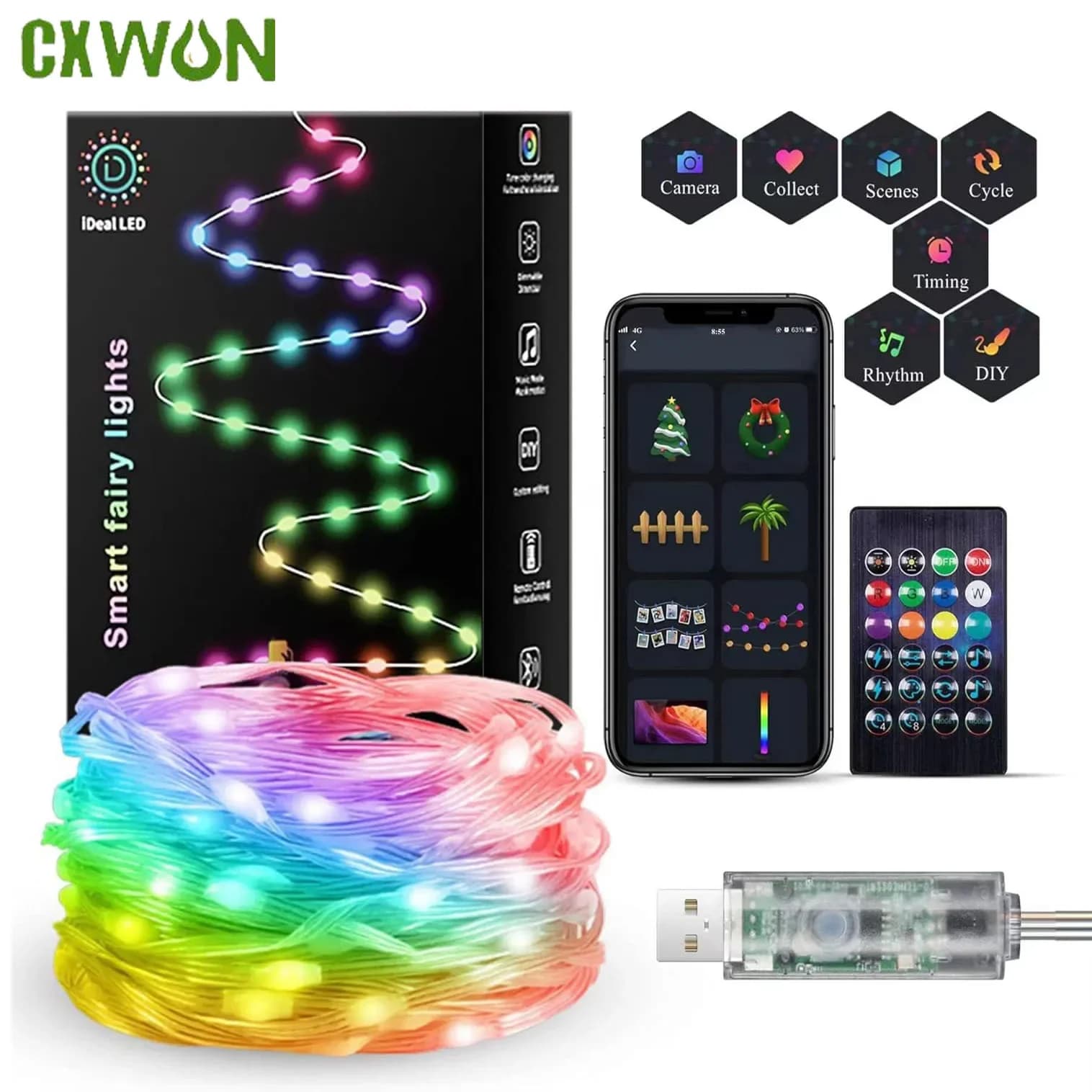 Smart LED String Light Multicolor Bluetooth Magic Musical Christmas Fairy String Lights by APP for Xmas Home Decorations