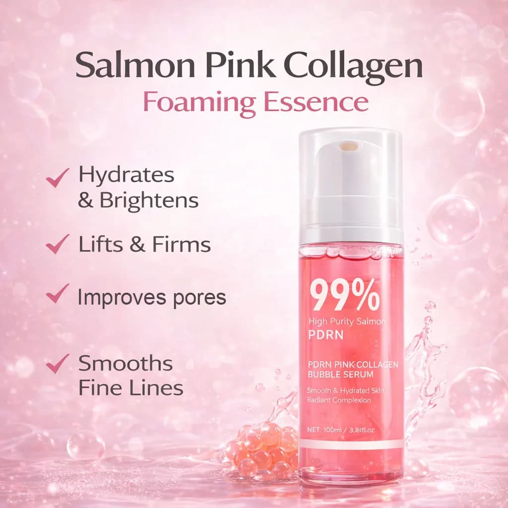 PDRN serum to the Pink Collagen Effect Brightness and Rassodant with PDRN to 99% Purity and Collagen to Low Molecular Weight, Lightweight and Rapid Absorption