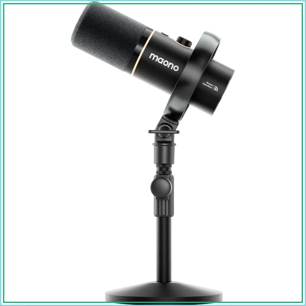 Hybrid Wireless Podcast Mic for PC, Dynamic XLR USB with Desktop Stand, Noise Cancellation for Recording, Streaming, Home Studio