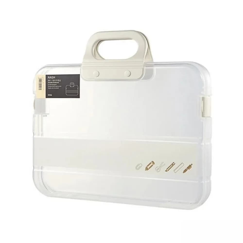 Pratica custodia portadocumenti portatile in plastica con maniglia, cartella portadocumenti A4, borsa portadocumenti impermeabile con finestra trasparente, per il ritorno a scuola