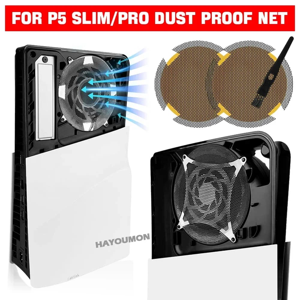 Kit 4 in 1 per accessori PS5 Slim Pro: Rete antipolvere, filtro antipolvere + tappi antipolvere per console di gioco PS5 Pro/Slim - Dropshipping