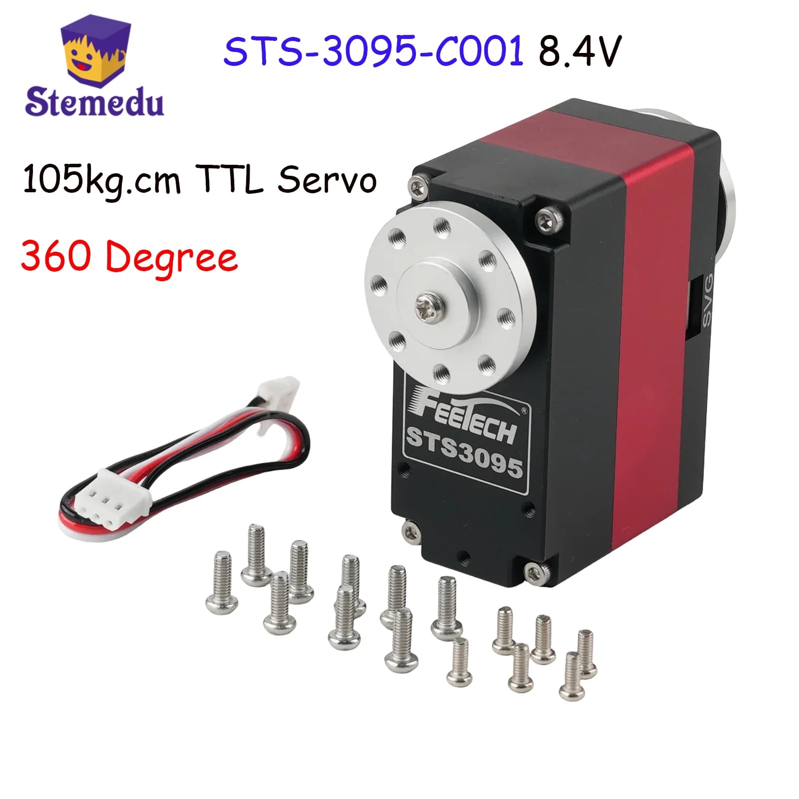 Servo TTL a doppio albero completamente in metallo da 8,4 V 105 kg a 360 gradi con feedback in tempo reale e protezione intelligente per progetti di l'industria dei robot