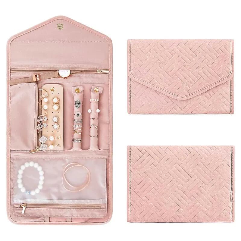 Borsa per gioielli da viaggio portatile pieghevole per collane, orecchini, anelli, custodia per gioielli, organizer, borse da viaggio per donne e ragazze