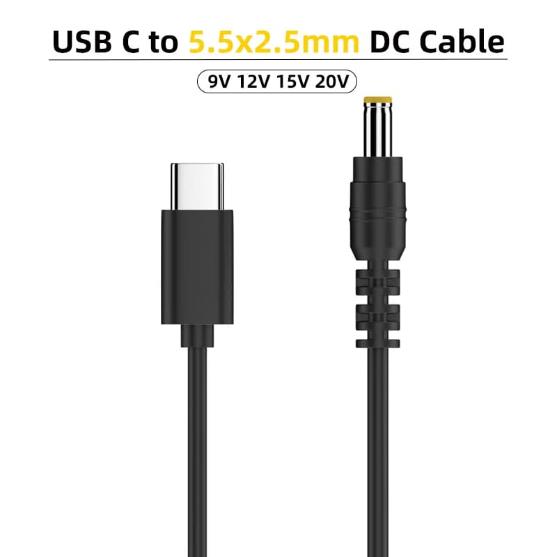 USB C a 9V 12V 15V 20V 5.5x2.5mm DC Jack Plug Adattatore Tipo C PD Cavo di ricarica per monitor LCD Cine Trasmissione Radio