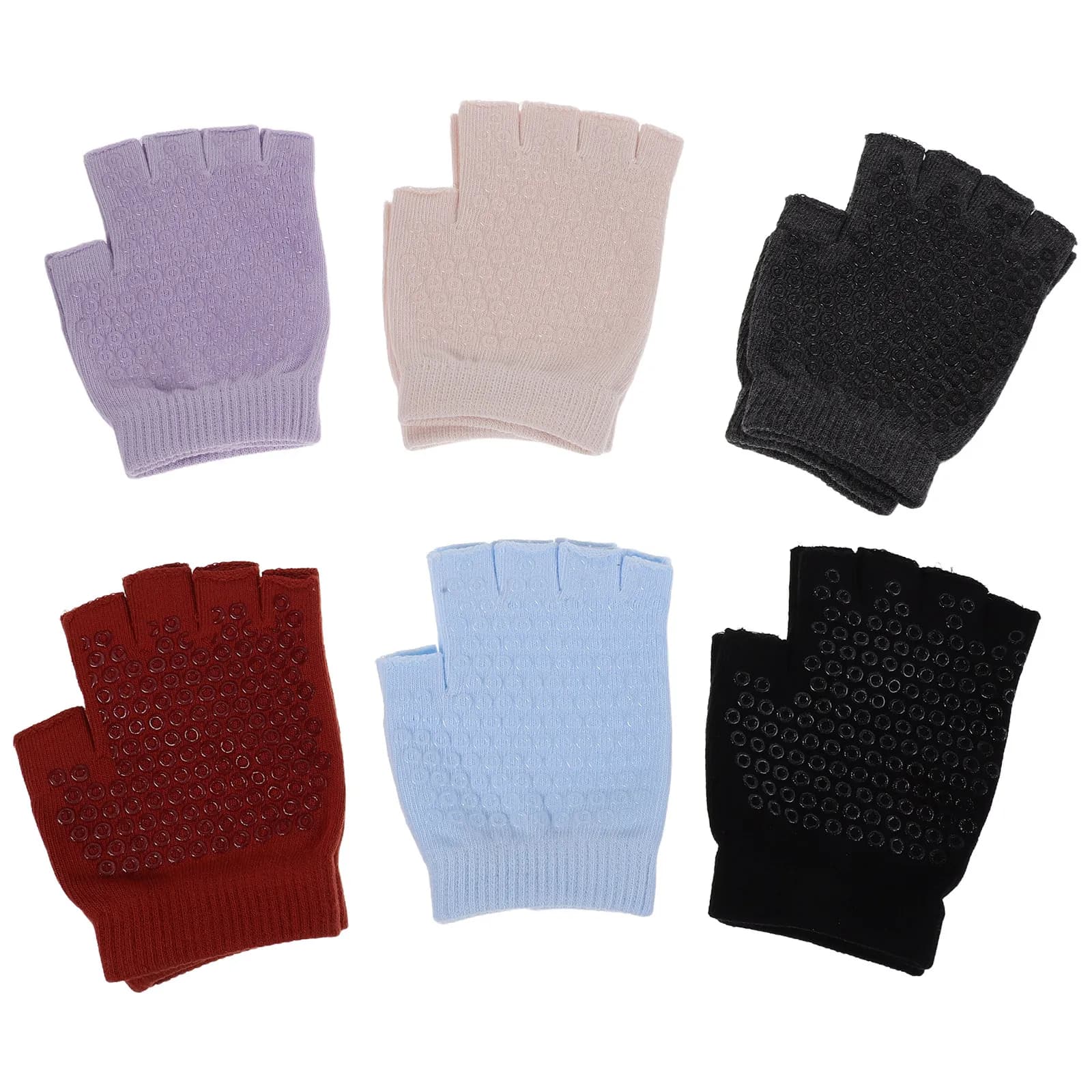 6Pairs Fingerless Gym Gloves Women Non-Slip Workout Gloves for Pilates Yoga Aerial Fitness Cycling Training Breathable Half