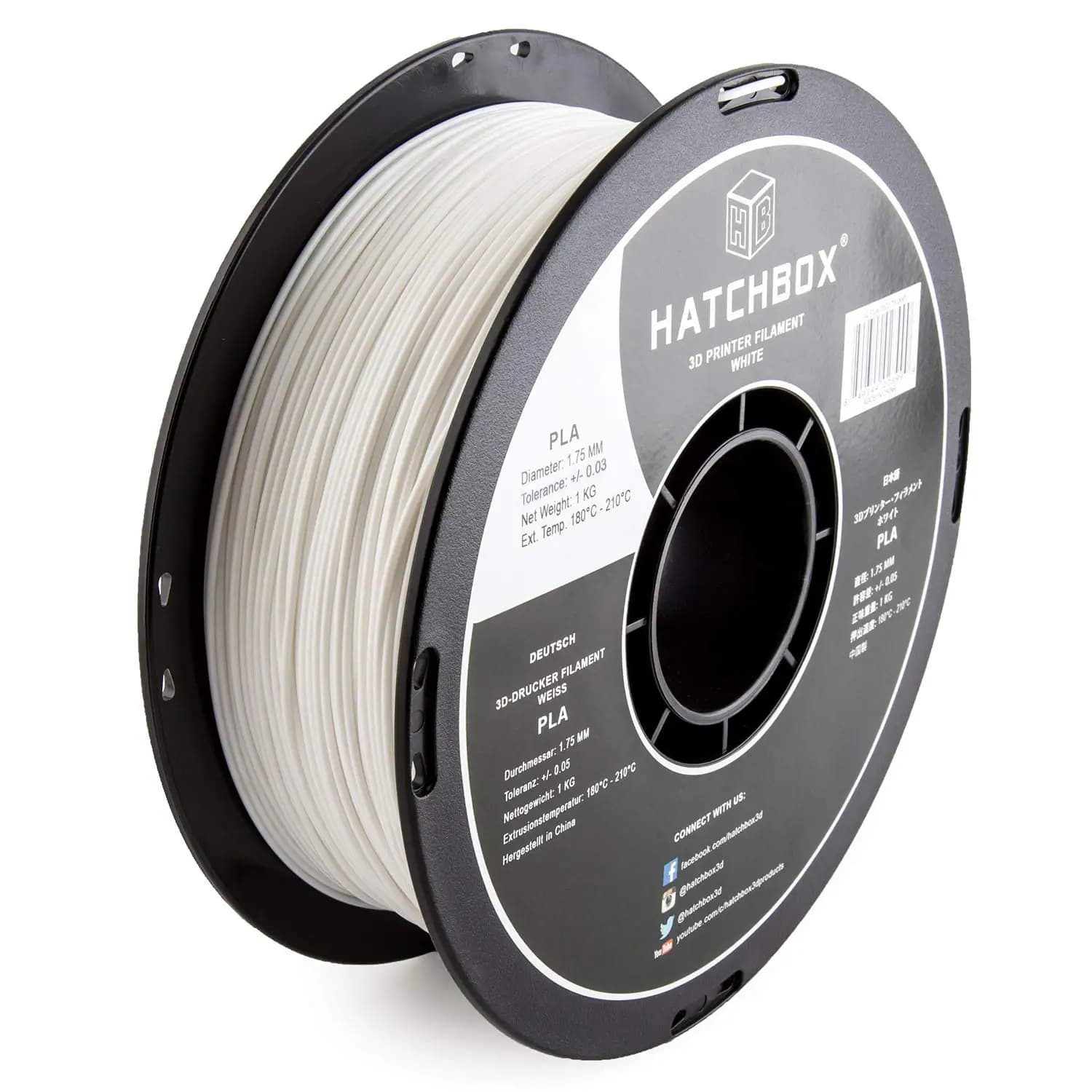 Filamento PLA Bianco 1,75mm per Stampante 3D, Bobina da 1 KG, Alta Precisione +/-0,03mm per Stampa Fluida