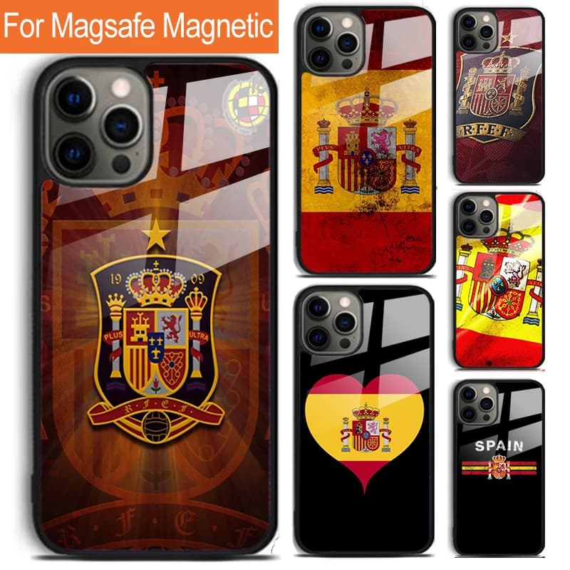 Custodia per telefono con bandiera Spagna moda per iPhone 17 Air 16 15 14 12 Pro Max Plus Magsafe Cover di ricarica wireless magnetica