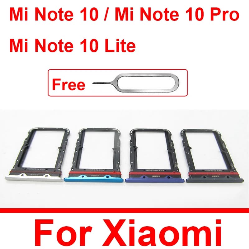 Supporto del vassoio della scheda SIM per Xiaomi Mi Note 10 Note 10 Pro Mi Note 10 Lite Slot per scheda SIM Lettore Adattatore Parti di ricambio con pin