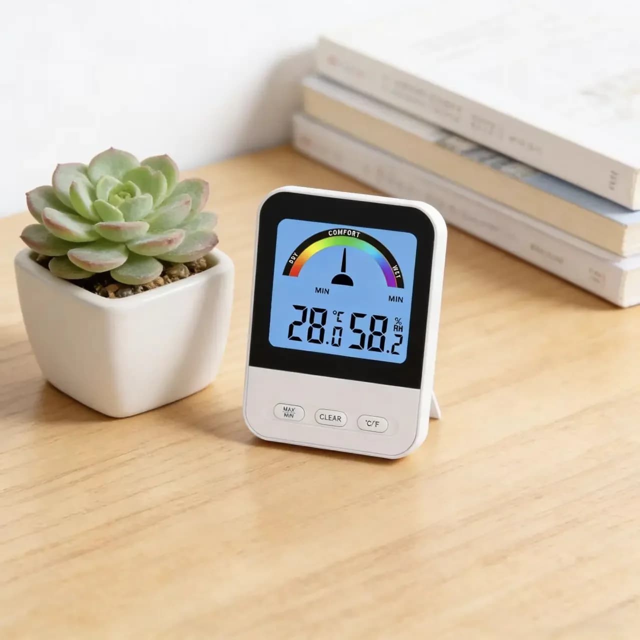 Thermometer Digital Igrometer from Interior, Precise Monitor of Humidity and Temperature Environment, Comfort Indicator, Table Weather Station