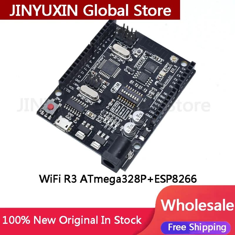 1 pz UNO R3 + WiFi ATmega328P + ESP8266 (memoria 32 Mb) USB-TTL CH340G Per Arduino Uno NodeMCU WeMos ESP8266