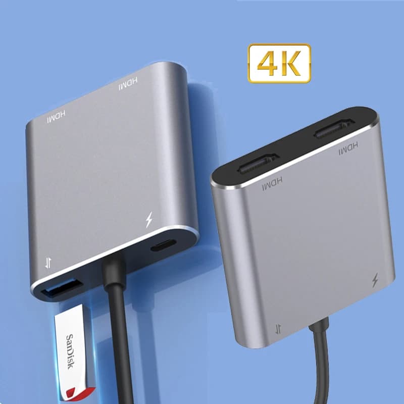 Scheda di acquisizione video Adattatore di gioco compatibile da USB a HDMI Docking station multifunzione Adattatore splitter Condivisione dello schermo 4K/60hz