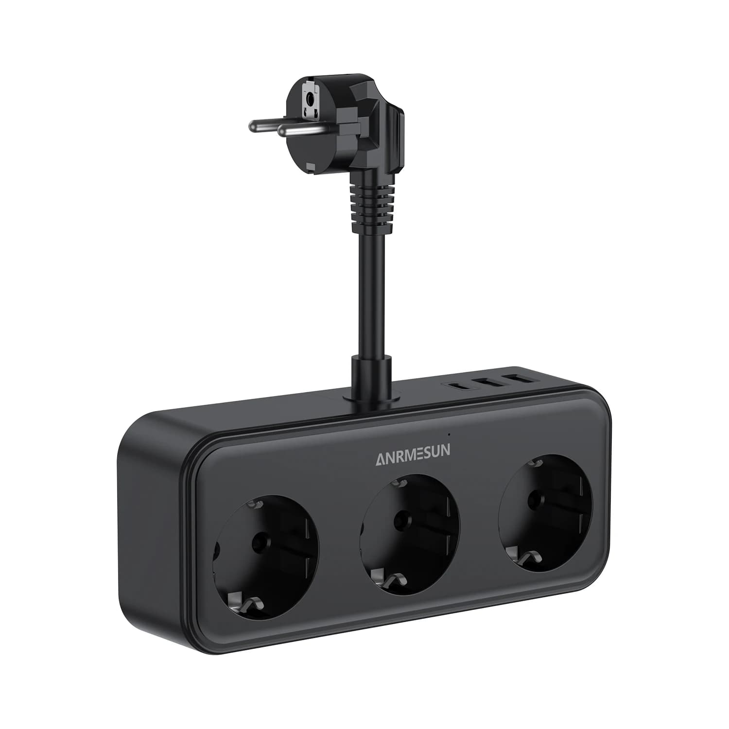 2400W multiset with EU plug, 2 USB ports A, 1 Type C port PD 20W, 3 AC sockets, electric extension with overvoltage protection for travel