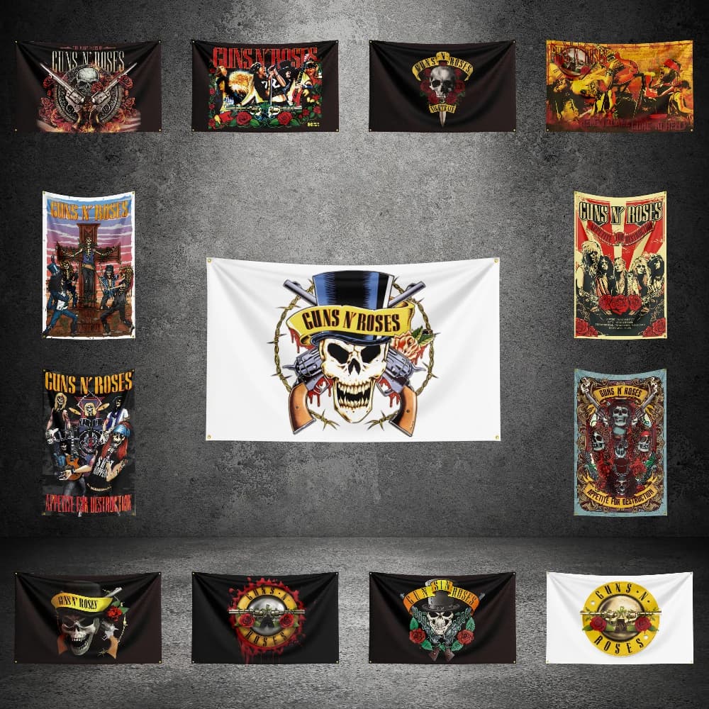 3x5 FT G-Guns N' Roses GNR Music Band Flag Custom Flags Wall Hanging Tapestry Outdoor Garage Room Decor flag Background Blanket