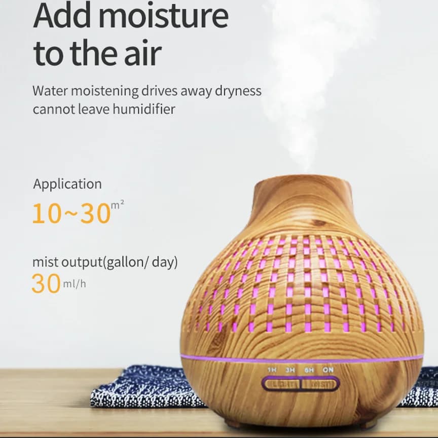 400ML Grano di Legno Umidificatore Diffusore di Aroma Atomizzatore Umidificatore Domestico di Controllo Remoto Strumento Idratante Umidificatore Da Tavolo