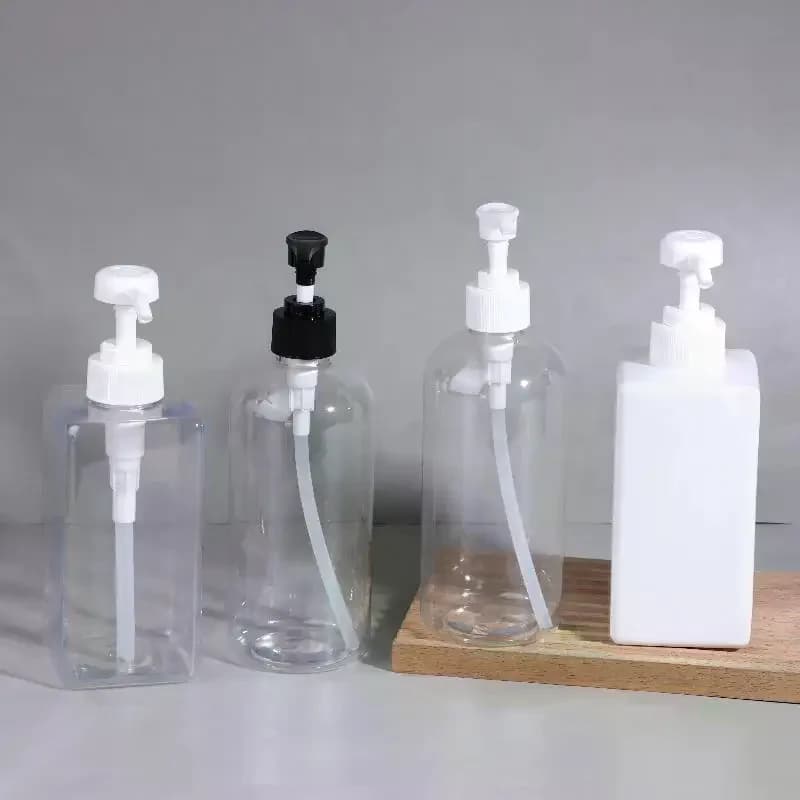 500ML Refillable Pump Bottles Clear White Plastic Liquid Dispensing Bottle For Lotion Shampoo Soap Body Wash Travel Use