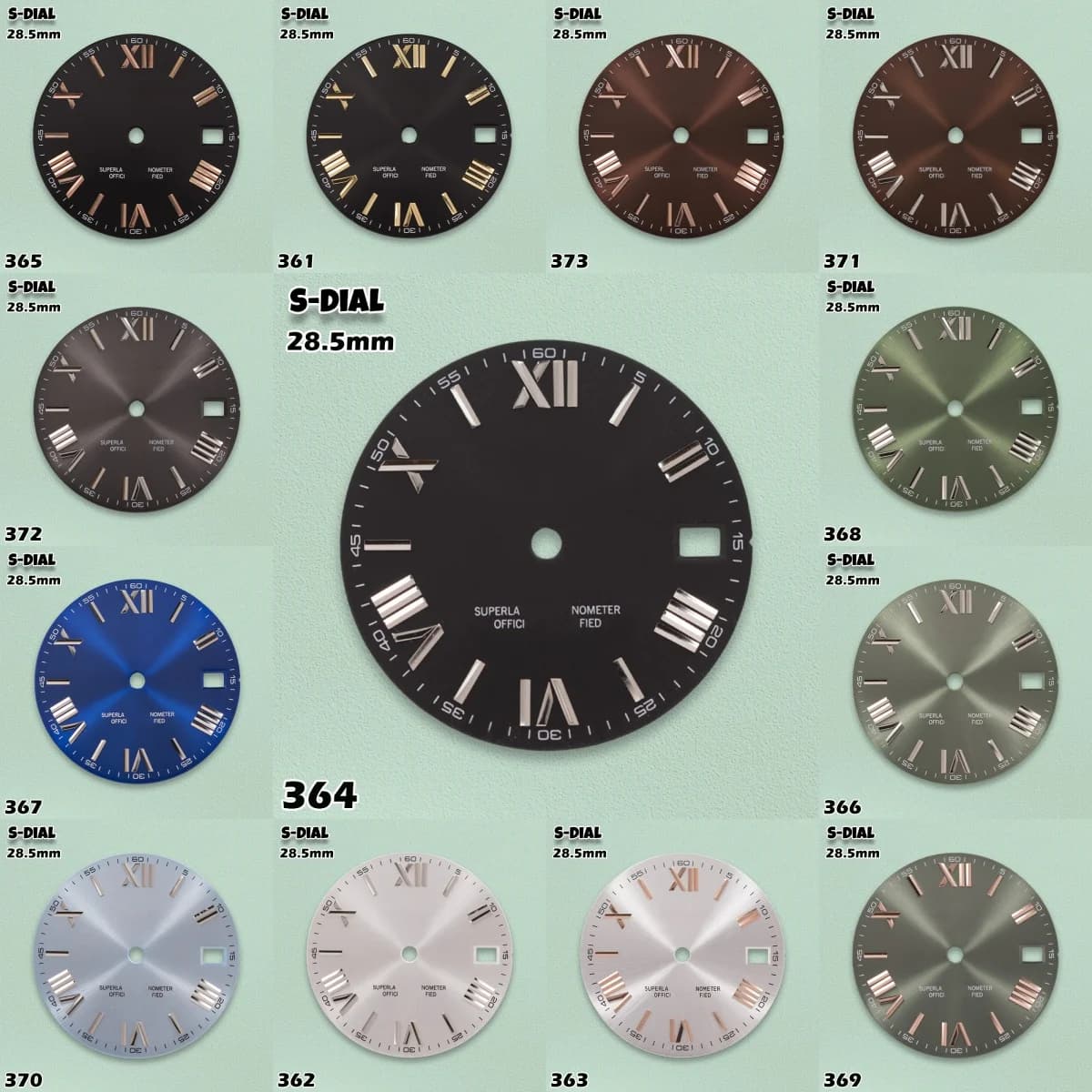 Quadrante SKO S Logo 28.5mm con effetto raggio di sole, compatibile con movimenti NH35/NH36, per orologi da uomo, accessori per la modifica e riparazione di orologi.