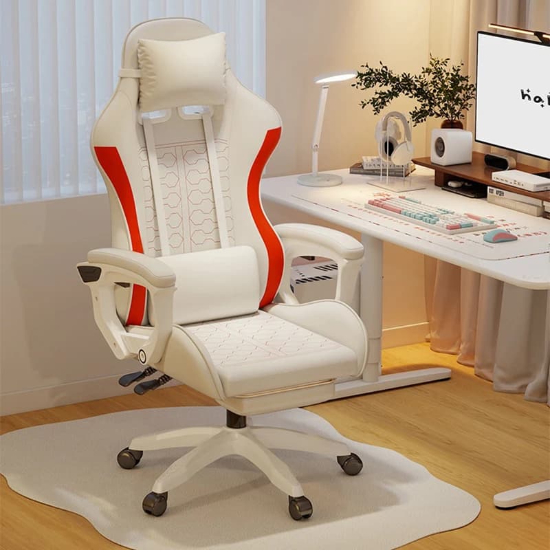 Sedia da computer per giochi in camera da letto di casa - Sedia da gioco per ufficio sedersi e reclinabili con cuscino in lattice Sedia con braccioli regolabili in altezza