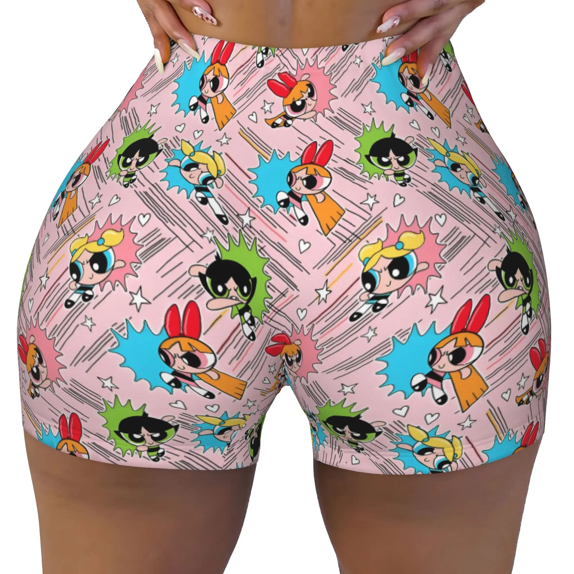 Custom Poweres Anime Puffes Workout Shorts Women Buttercup Blossom Bunny Gym Volleyball Running Yoga Shorts