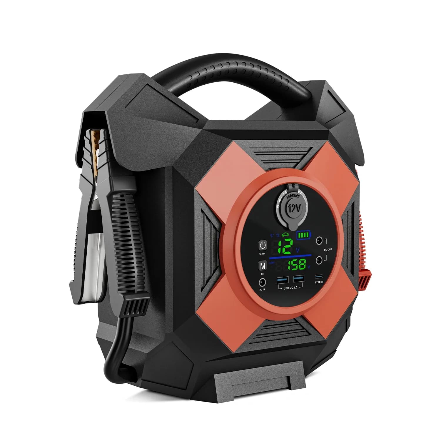 Batteria da 64000 mAh Booster Jump Starter 30000A Potenza di picco Tipo C Uscita QC18W Porte USB e doppie 12V10A per un uso resistente