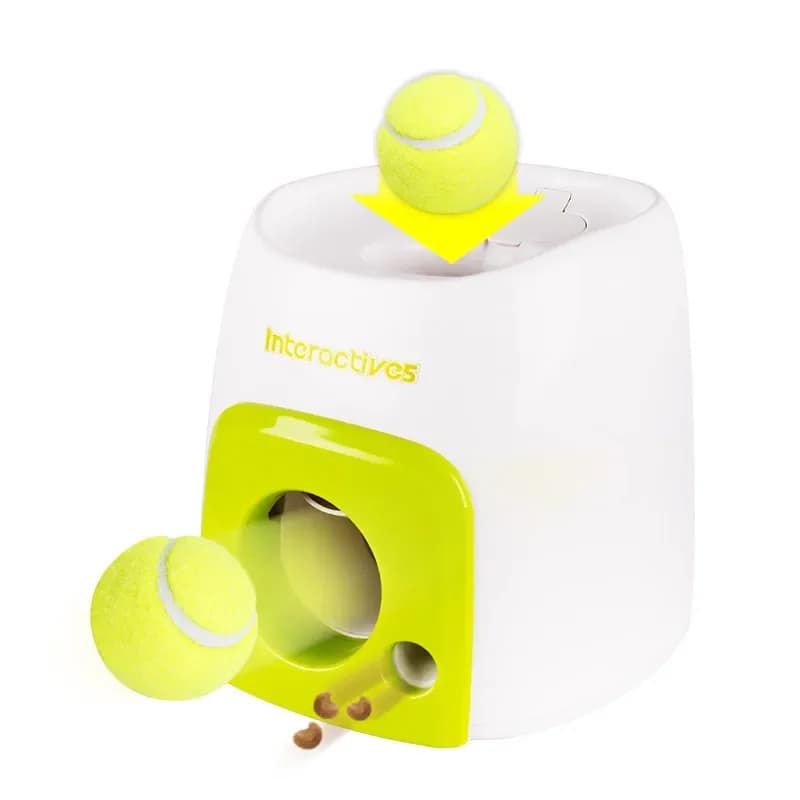 Lanciatore di Palline da Tennis per Cani, Giocattolo Automatico con Distributore di Cibo, Macchina Intelligente per Lanciare Palline
