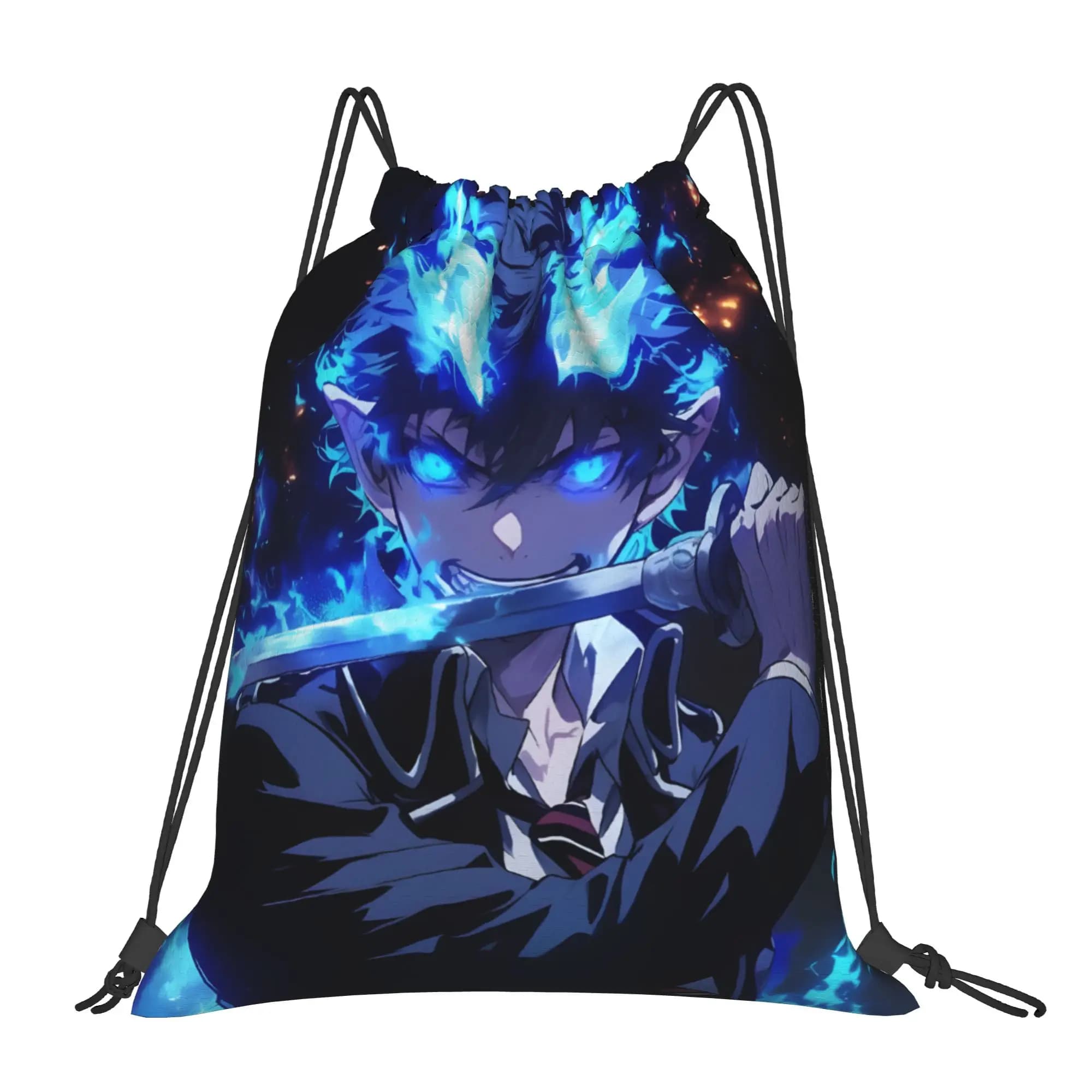 1 borsa con coulisse Fiery Demon Eyes Blue Exorcist, zaino da viaggio, borsa porta scarpe per la scuola